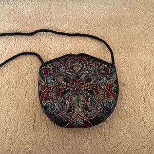 Vintage beaded pouch style formal cross body bag shoulder bag